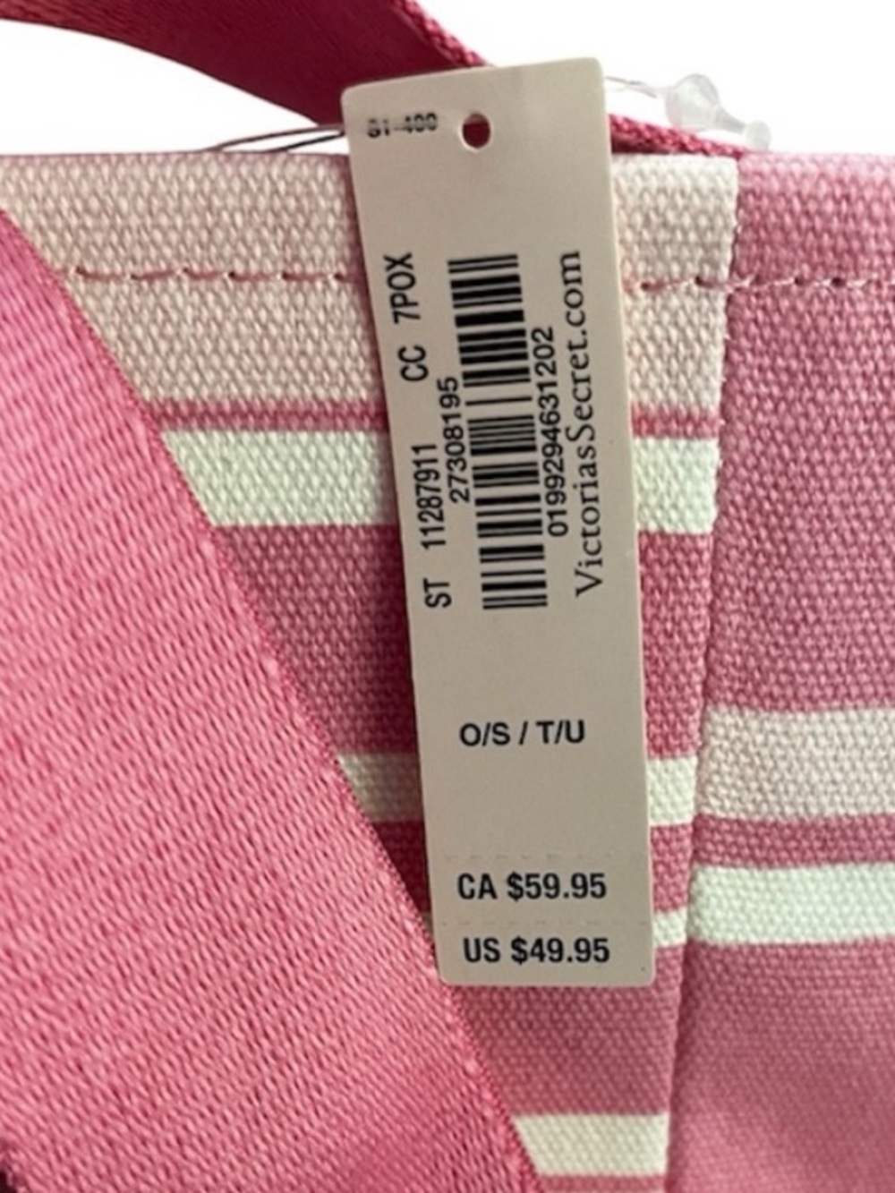 Victoria's Secret Pink & Cream Striped Tote Bag - Picture 9 of 9